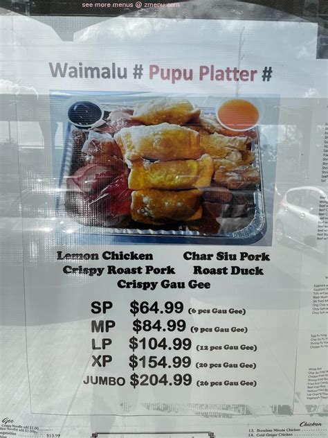 Times waimalu menu - 23 reviews of Waimalu Shopping Center "This place has got choke dining establishments for being an old school strip mall from way back in the day. ... Parking can be a mess at peak times, it is run down, but you are rewarded with Kabuki, Shiro's, Zippy's, Chun Wah Kam, Kapiolani Coffee House, Baldwins...tell me where you can find a better ...